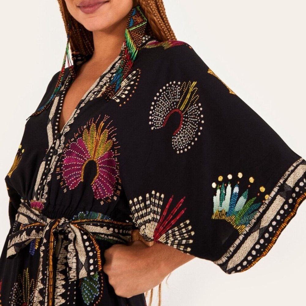 FARM Rio + Yawanawa Wonderful Feathers Headdress Print Maxi Dress - Picture 6 of 16